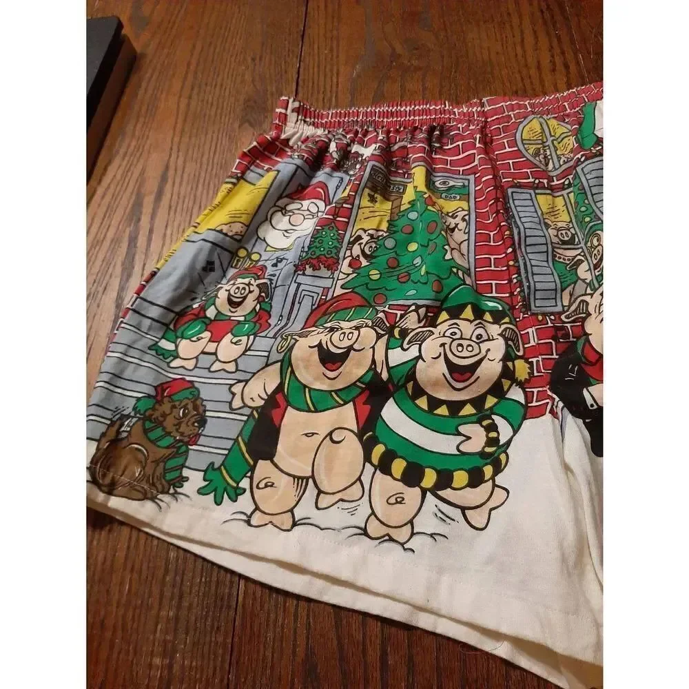 New Large Underwear Fun to Wear DA Land Designs Pig Christmas Boxer Shorts Sound